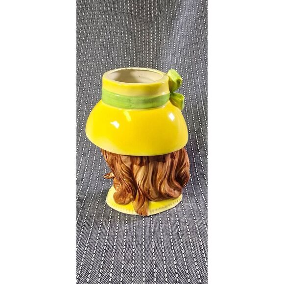 Vintage INARCO Lady Head Vase Young girl Yellow Auburn Hair 1950's - Picture 4 of 11